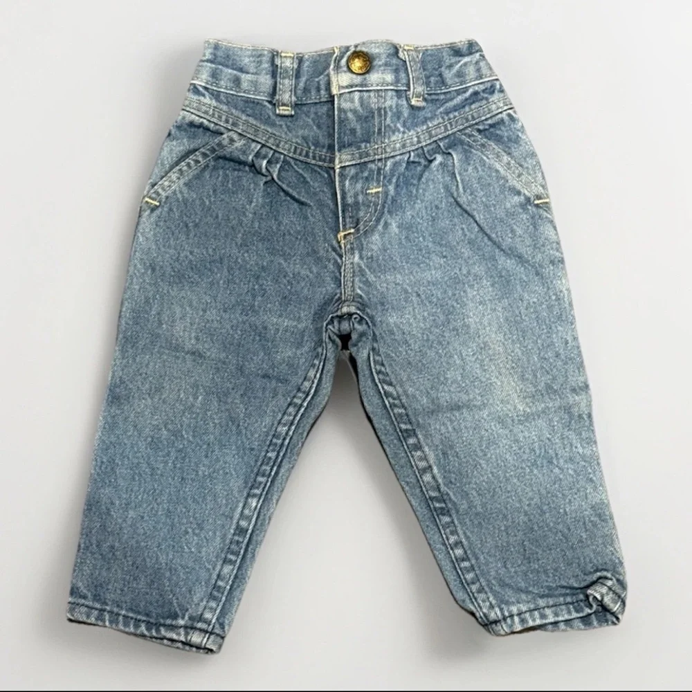 OshKosh B’Gosh Girls 12M Jeans 90’s High Waist Pleated Denim Pants USA